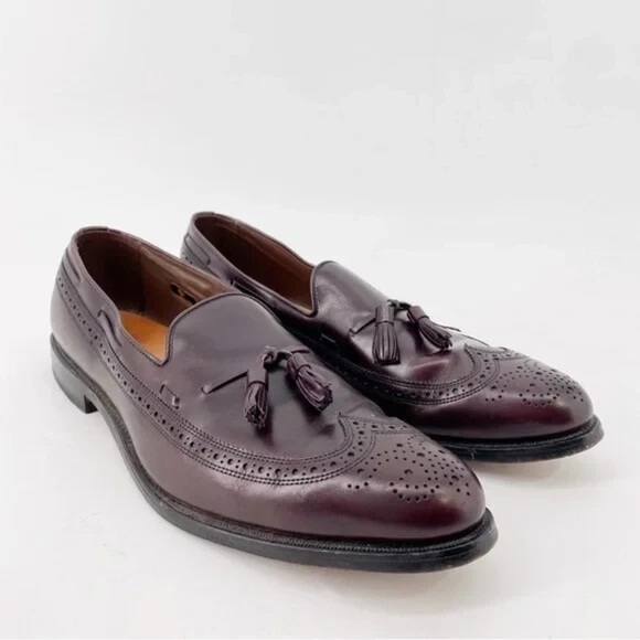 Allen Edmonds Burgundy Manchester Tassel Loafers 9 - Picture 1 of 8